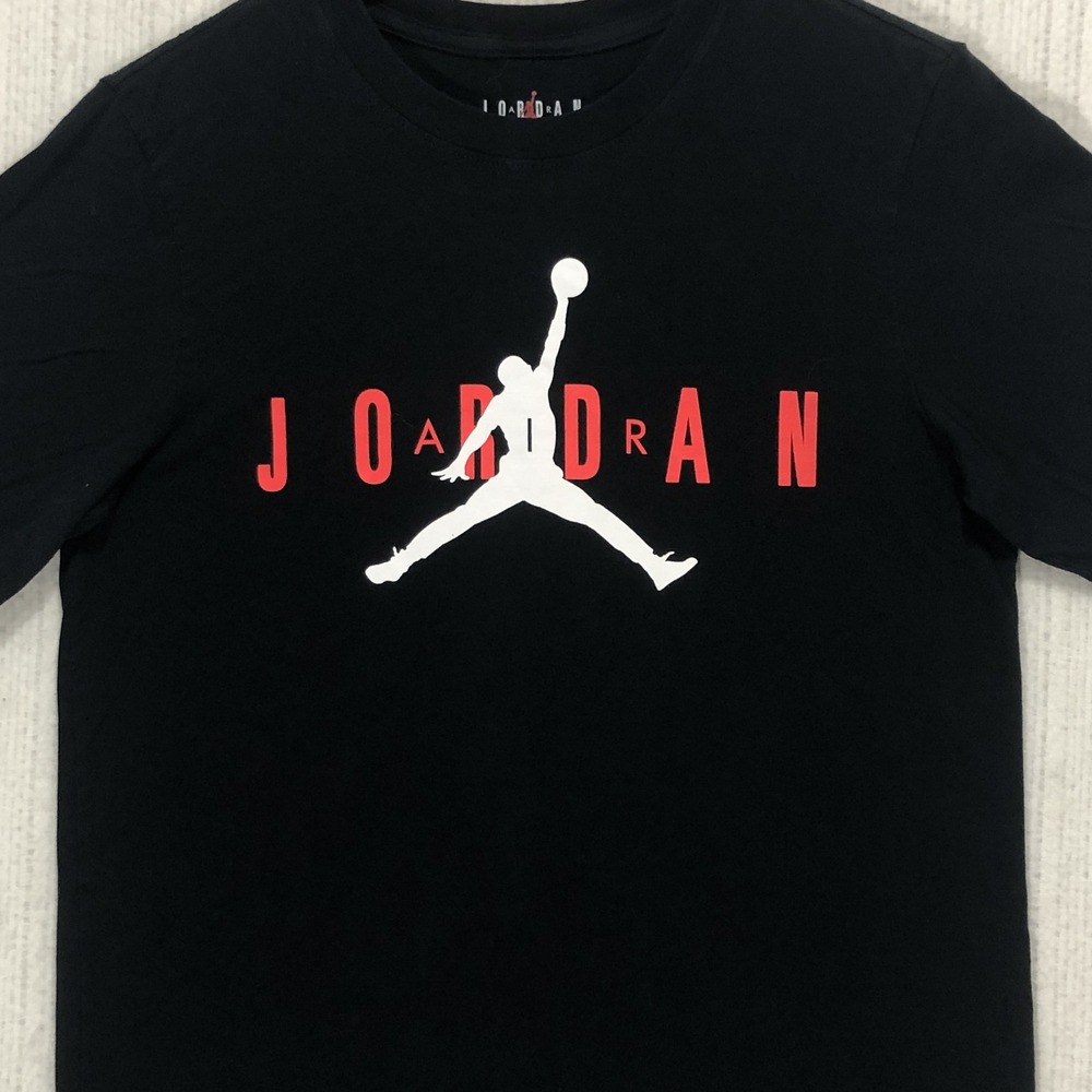 Jordan Mens Jumpman Logo Graphic T-Shirt Black Red White Size Small Short Sleeve